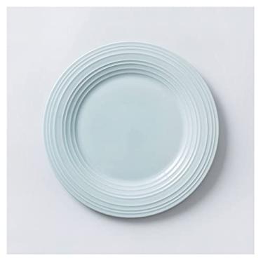 Imagem de Prato de serviço pratos de jantar de cerâmica de 25,4 cm, pratos listrados multicoloridos com padrão para salada, macarrão, sobremesa e aperitivo, pratos seguros para micro-ondas e lava-louças (cor