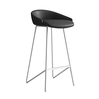 Imagem de UISLA Banqueta de bar de couro PU para café da manhã banco de bar encosto para os pés, balcão de cozinha para café da manhã, bancos de bar para casa/cinza B