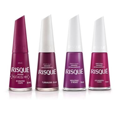 Imagem de Kit 15 Esmaltes Risque Cores Tons Quentes Vermelho Laranja Roxo (4 Esmaltes)