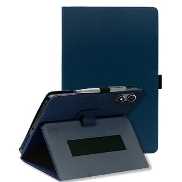 Imagem de Capa para tablet SGIN T12 Android 13 de 10,51 polegadas, capa dobrável de couro PU FJIASTB com suporte para caneta e alça de pulso, portátil para viagens de negócios (azul escuro)