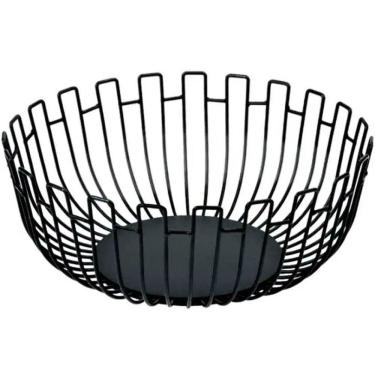 Imagem de Fruteira de Mesa Aramado Redondo em Ferro Preto 28cm