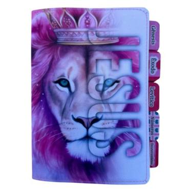 Imagem de Bíblia pequena Ntlh Leão Jesus Pink com Abas adesivas - CENTRAL