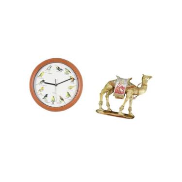 Imagem de Fenteer Relógio de Parede com Pássaro Canoro, Estatueta de, Relógios de Parede Decorativos, Estátua de Animal de Resina, Relógio Pendurado, Decoração,