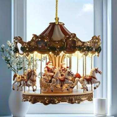 Imagem de Carrossel de Natal requintado enfeite de pendurar pedra preciosa decorativa para decoração de casa de janela