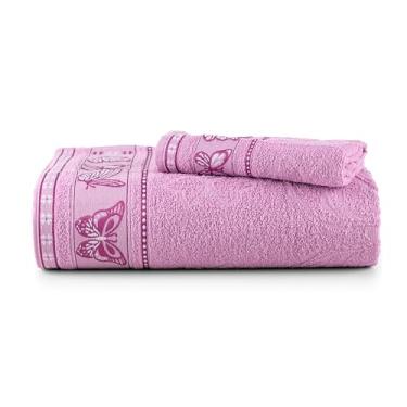 Imagem de Jogo de Toalha Simples 2 Pçs Banho e Rosto, Cindy, opções em 3 cores (Rosa)
