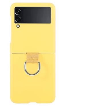 Imagem de Capa fofa em cores doces para Samsung Galaxy Z Flip 5 3 4 Cabo com alça de mão Capa de silicone macio para Samsung Galaxy Z Flip4 Z Flip5 3, amarelo, para Z Flip 3