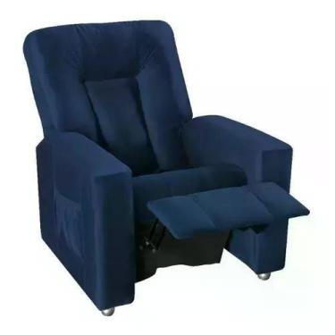 Imagem de Poltrona de Descanso do Papai Reclinável em Veludo Azul Xtz - Larbelle