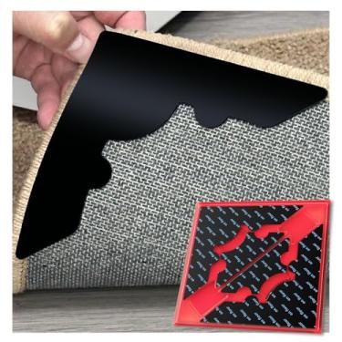 Imagem de Pegadores antiderrapantes para tapete, almofadas de fita de canto reutilizáveis para pisos e azulejos de madeira, garra de carpete forte para tapetes de área, sem danos para o chão, 8 peças