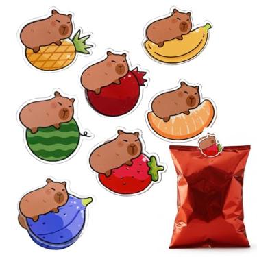 Imagem de 7 pacotes de clipes fofos de chips, clipes de saco engraçados para alimentos, selante hermético de acrílico pequeno para armazenamento de sacos de pão de lanche de cozinha, coisas de capivara Kawaii