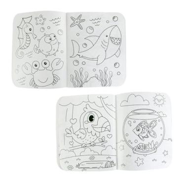 Imagem de Livro para Colorir Infantil com 4 Páginas de Desenhos Marinhos e Pets, Kit com 6 Giz de Cera Coloridos, 23x18cm, para Crianças