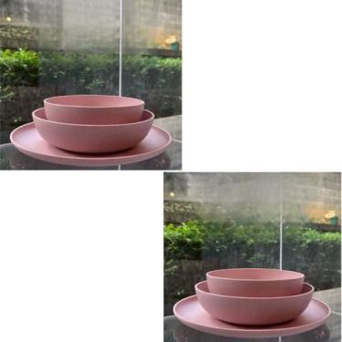 Imagem de ogo de 3 Pratos Resistente Linha Colours – Variedade de Cores, Livre de BPA e Uso no Micro-ondas | Prato Raso, Fundo e Bowl Modernos(Kit 2 jogos pratos Rosa purpur)