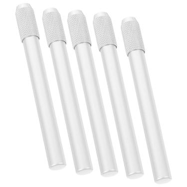 Imagem de Extensor de lápis de metal para artistas, suporte de extensão portátil de giz de cera, ferramenta de alongamento de lápis resistente para uso escolar, escritório, cor prata