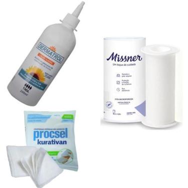 Imagem de Kit Curativo Feridas Lesões Corpo Pele 1 Óleo + 1 Gaze Compressa + 1 F