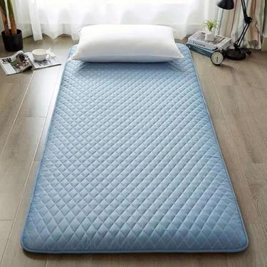 Imagem de Colchão De Chão Japonês, Colchão Futon Japonês, Colchão De Acampamento Dobrável E Portátil Shikibuton, Almofada De Dormir Portátil Dobrável Macia, Blue, 90x200cm