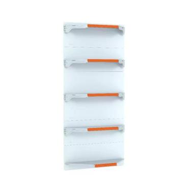 Imagem de Kit 5 Bandejas Para Gondola Canto 202 Fit 40/60 Branco Pe Laranja - AM