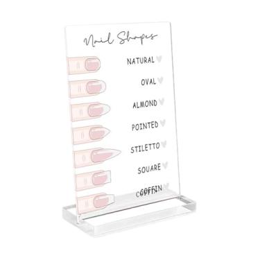 Imagem de oshhni Suporte para exibição de formatos de unhas, decoração para salão de unhas, elegante e versátil, para fotos, 10x15cm com base em painel de acrílico, Claro