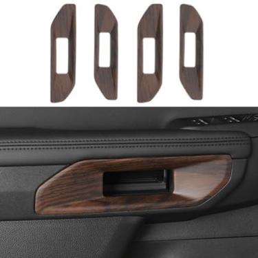 Imagem de ushilife 4 peças de capa protetora de corrimão de porta interior acessórios de carro compatíveis com Ford Ranger 2022 2023 2024 capa de acabamento interior de grão de madeira ABS