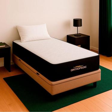 Imagem de Cama Box Baú Bege E Colchão Orthopedic D33 Vstore 78x188x30