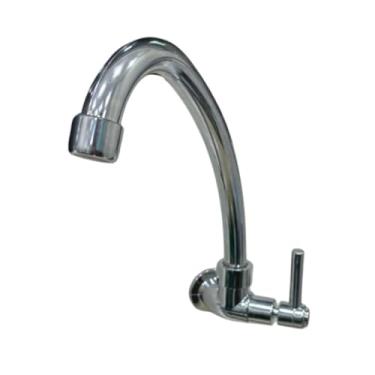 Imagem de Torneira de Parede Anzol Tubo De 1/4 Volta Em Abs Prata com Arejador (Prata)