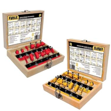 Imagem de Jogo Fresas Tupia Para Madeira Kit 12 Peças Haste 6 Mm Evjf-12 Evald