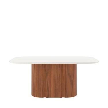 Imagem de Mesa de Jantar Retangular c/ Vidro para 6 Lugares Kalina 180 cm - Off 