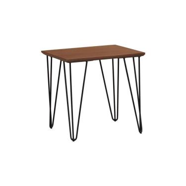 Imagem de Mesa Lateral Spectro Pés De Ferro E Tampo Laminado 450x450x450 - Preto-amêndoa