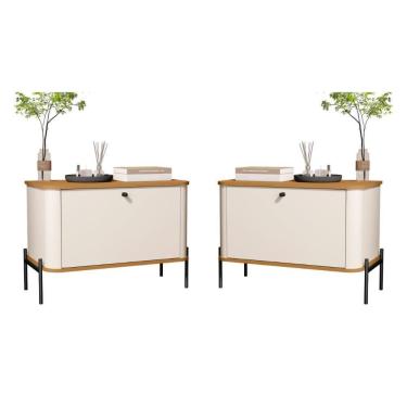 Imagem de Jogo De Mesa De Cabeceira Sofia Off White Nature Preto