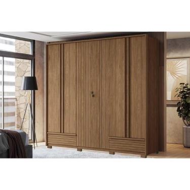 Imagem de Guarda Roupa Casal 6 Portas e 5 Gavetas c/ Pés Democrata Jatoba - Santos Andirá