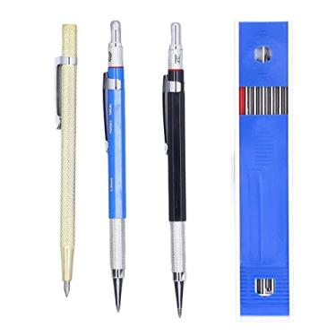 Imagem de Kit de caneta forro de carpinteiro Ferramenta profissional de marcação para marcenaria Caneta para escriba em liga com 12 recargas Construção durável de carboneto de tungstênio
