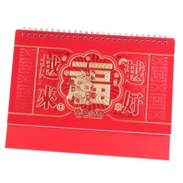 Imagem de Housoutil Calendário mensal de 2026: ano do cavalo calendário lunar chinês bobina de mesa bloco de notas agenda anual organizador para casa, restaurante, escritório, escola, decoração de ano novo