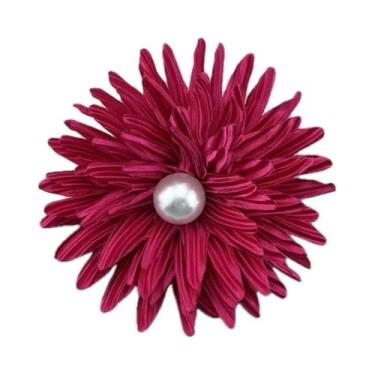 Imagem de Elegante pérola grande pano broches de flores para mulheres moda grande broche de lapela Lloral tecido delicado broches de tecido casaco vestido saia cachecol chapéu alfinetes roupas decoração