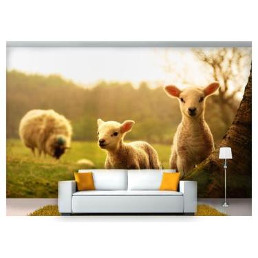 Imagem de Papel De Parede Animais Cordeiros Pasto 3D Anm280 - Você Decora