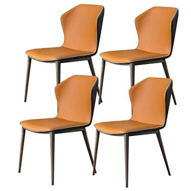 Imagem de Conjunto de 4 cadeiras de móveis de sala de jantar de cozinha conjunto de 4 cadeiras modernas de couro de microfibra com encosto alto macio cadeiras de sala de estar cadeira lateral com pés de cobre