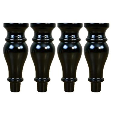 Imagem de 4 peças de cabaça redonda de madeira pernas de mesa pernas de móveis pés de armário pernas de suporte para armários reclináveis mesa de centro otomana suporte de TV poltrona (18 cm/7,1 pol., preto)