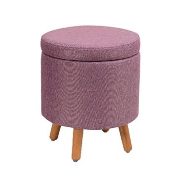 Imagem de Banqueta de pés otomana redonda de armazenamento banquinho para pés cadeira de molho para pés mesa lateral tufada mesa de centro para sala de estar quarto (cor: B, tamanho: 40 cm)