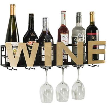 Imagem de Suporte de garrafa de vinho suporte de parede de vinho simples suporte de exibição piso industrial vento casa montado na parede ferro forjado estilo europeu 60,3 cm * 10,5 cm * 11 mc rack (tamanho