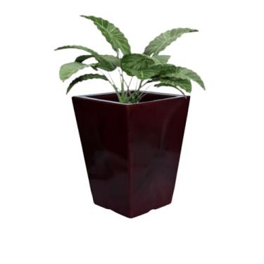 Imagem de Vaso Polietileno Plantas Jardim Coluna Quadrada Marmorizado (Bordô)