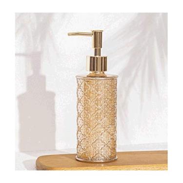 Imagem de Dispensadores de sabão de vidro grosso com bomba de plástico, dispensador de garrafas redondas de bancada com bomba à prova de ferrugem para cozinha, banheiro, pia, sabonete, acessórios de banheiro