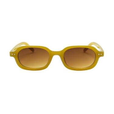 Imagem de Óculos de Sol Feminino Retangular Proteção Uv400 Mirari + Case (Amarelo)