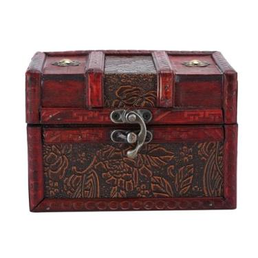 Imagem de Caixa organizadora de joias, estojo portátil de madeira pu para armazenamento de joias, estilo retrô europeu, design simples e elegante para mulheres, meninas, viagem, (6262C-01-6262 Nova Uva-Pequena)