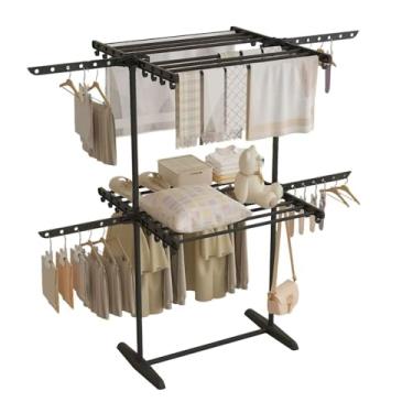 Imagem de Hhsdyl Expositor de Roupas, Suporte Independente e Móvel para Cachecóis, Suporte de Chão para Cintos, Xales e Hijabs, Organizador para Uso Comercial ou Doméstico,Black,Two story B