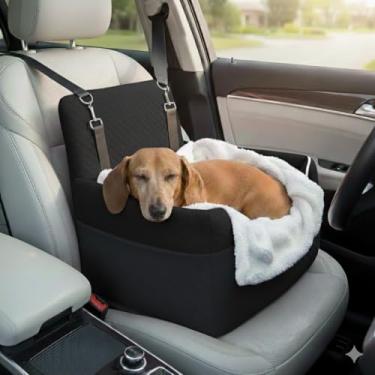 Imagem de ALL GOOD PET SUPPLIES Assento de carro para cães pequenos/médios, assento de carro para cães, almofada elevada de espuma de memória, totalmente removível e lavável, 2 coleiras de segurança de encaixe