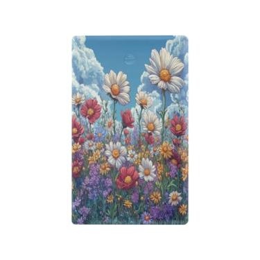 Imagem de Blueangle Placa de parede decorativa em branco, tamanho padrão, flores silvestres coloridas 1 gangue para quarto de escritório em casa, 4,53 x 2,76 polegadas (502)