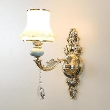 Imagem de Luminária de parede de cristal luxuosa em estilo europeu - Design moderno e simples para iluminação de cabeceira, corredor e parede do quarto (Tipo B, uma lâmpada)