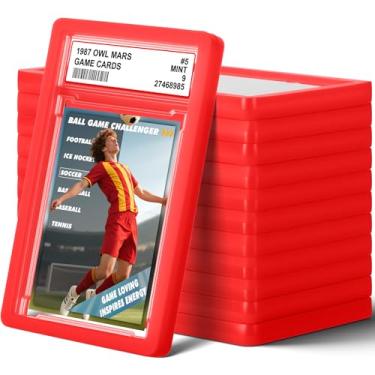 Imagem de Pacote com 12 placas de cartão classificadas com amortecedor de laje PSA, protetor de placa de TPU rígido PSA para cartas classificadas, mangas rígidas de acrílico com posição de etiqueta, proteção