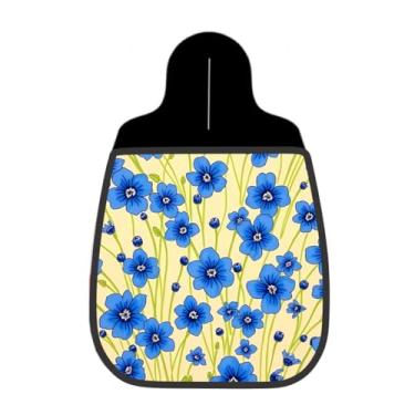 Imagem de Lixeira De Carro Organizador Lixinhocar Arte Flores Azuis Fundo Amarelo Claro