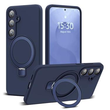 Imagem de YEMORAN Capa projetada para Samsung Galaxy S25 Plus de 6,7 polegadas com suporte de anel magnético [compatível com Mag-Safe] [proteção de nível militar] Capa fina de silicone líquido S25 Plus para