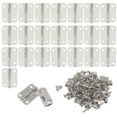 Imagem de Murtenze 24 peças de dobradiça, dobradiças de metal dobráveis de 2,5 cm x 3/10.2 cm com parafusos para armário de porta de armário, joias, caixa de madeira (prata)