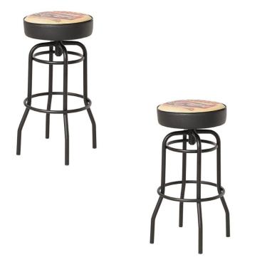 Imagem de Kit 2 Banquetas Texas Estampa Route 66