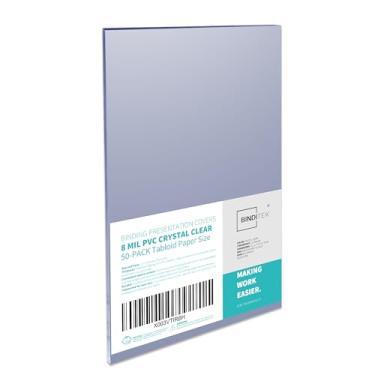 Imagem de Binditek Pacote com 50 capas de apresentação de encadernação de PVC de 8 mil, capas frontais de encadernação transparente, capa de relatório de 28 x 45 cm para encadernação, tamanho de tablóide, cantos quadrados, sem perfuração, presente de Natal de escritório para colegas de trabalho